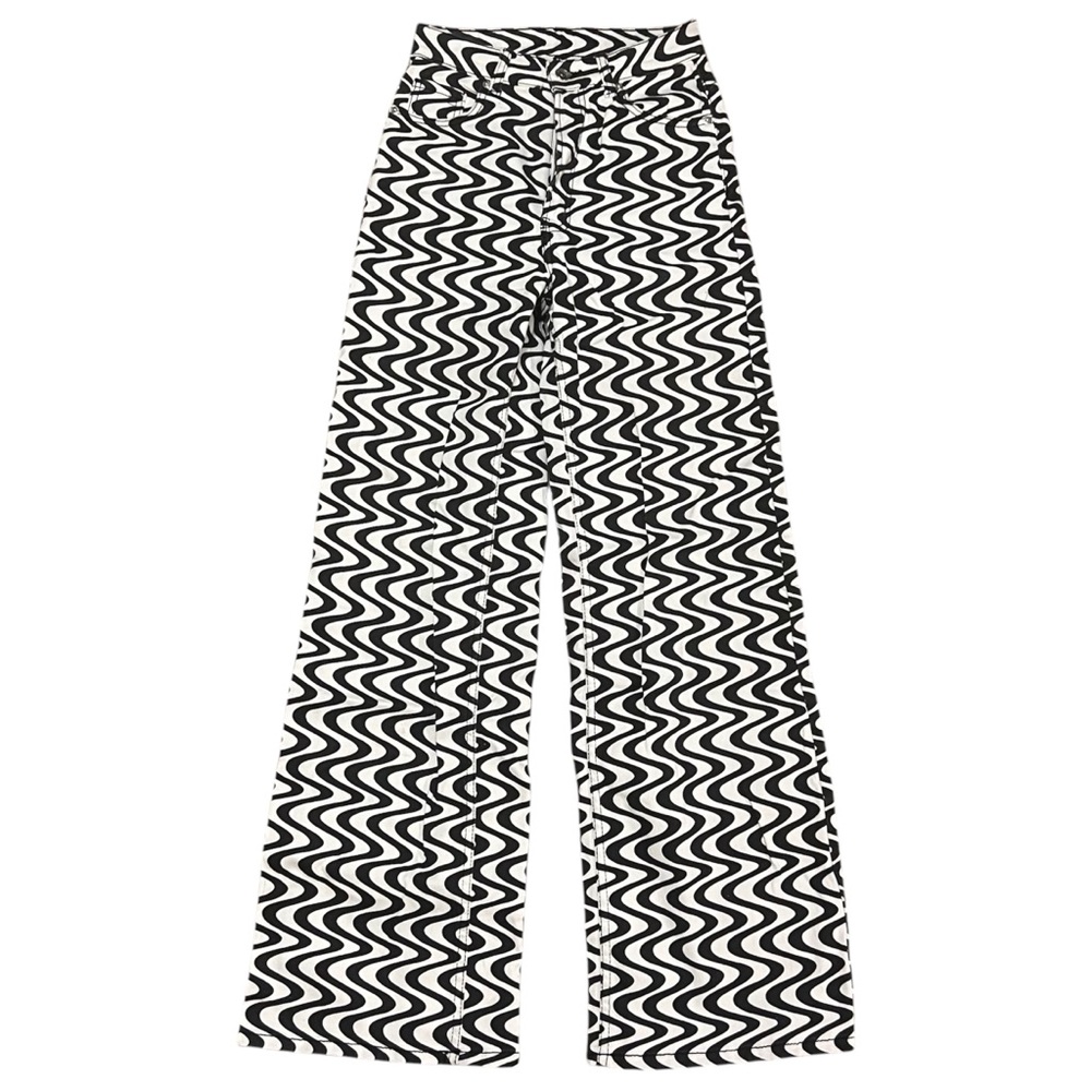 Black and white printed wide leg pants